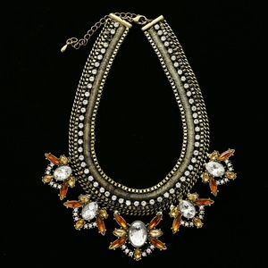 Luxury Crystal Choker-Necklace Gold/Orange NWOT